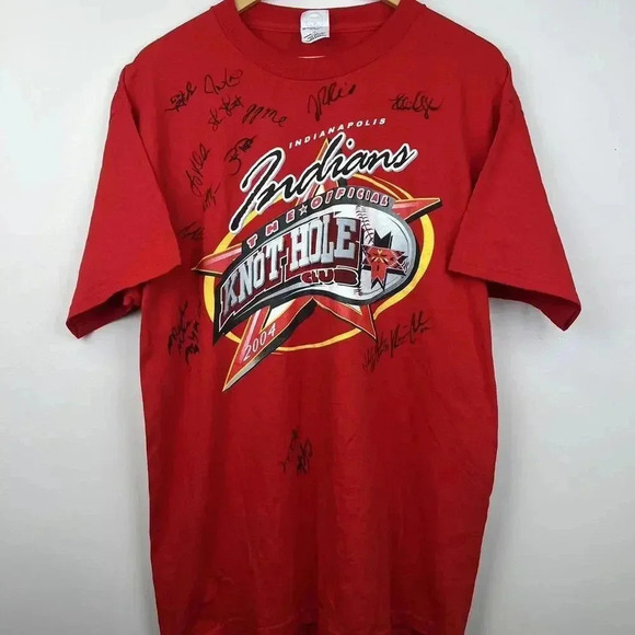 Indianapolis Indians Signed Red T-Shirt - 2004 Knot Hole Club - Picture 1 of 8